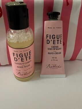 Figue d'Eté Pink Hand Cream & Body Wash Travel Set Made in France NEW